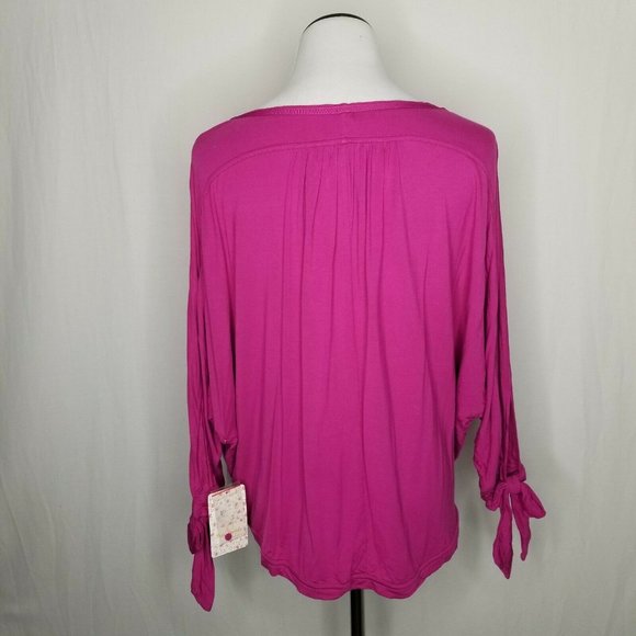 Free People Raspberry Keepin' On Tie Sleeve Crop - Picture 7 of 8